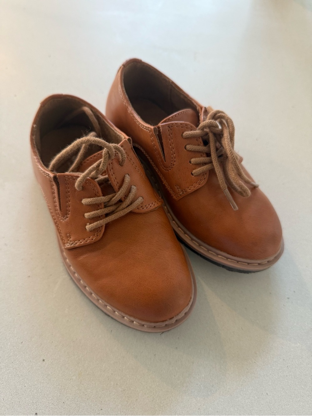 Kenneth Cole New York Tan Brown Leather Kids Lace-Up Shoes